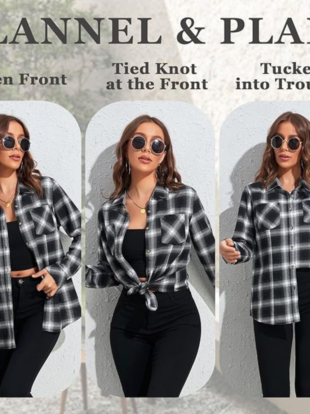 Deer Lady Plaid Flannel Oversized Long Sleeve Shirt (M) - Like New - Picture 3 of 7